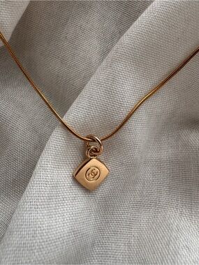 CHANEL Gold Square CC Charm Necklace